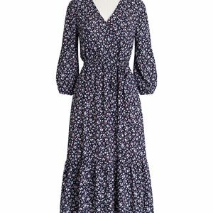Madewell Navy Floral Midi Dress Size Small